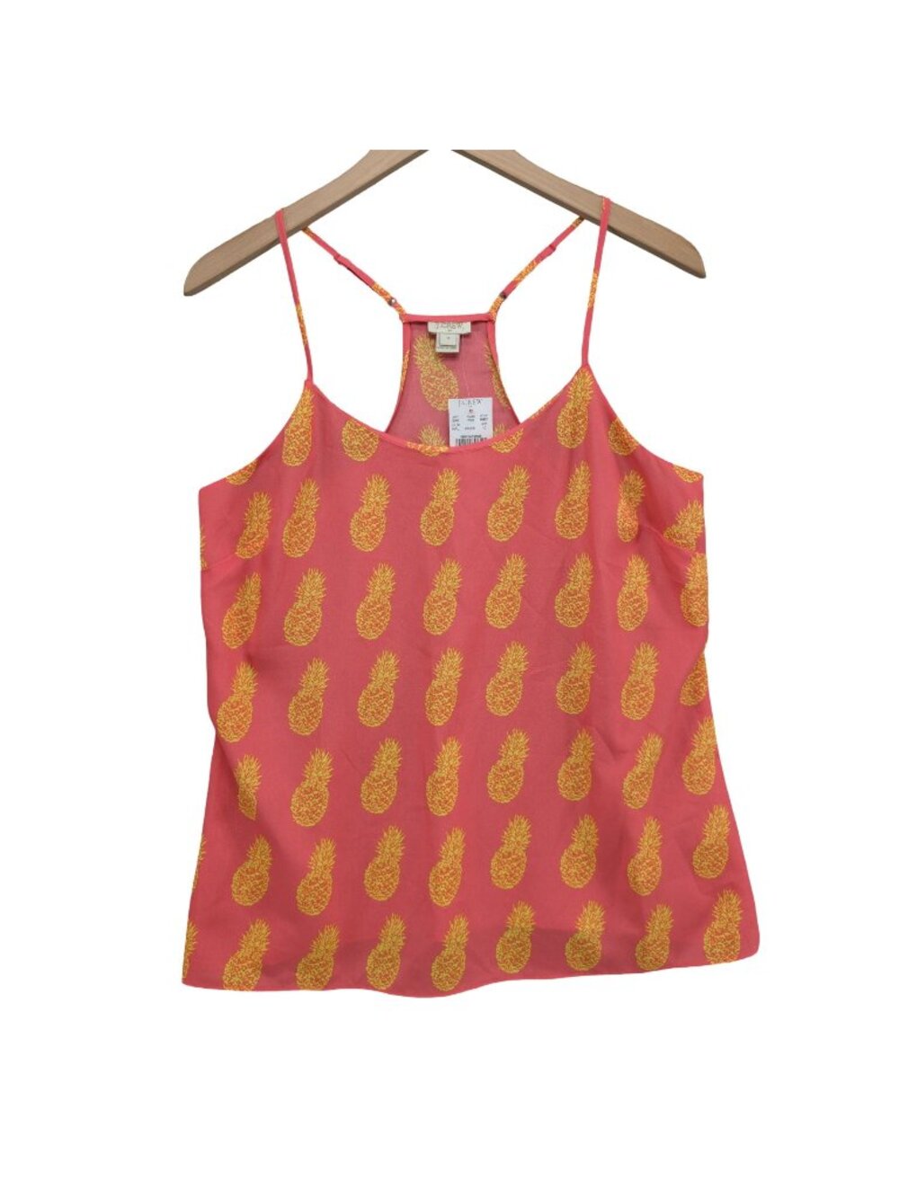 J.CREW Pineapple Cami Tank Top Womens Pink Gold Racerback Flowy Size 10